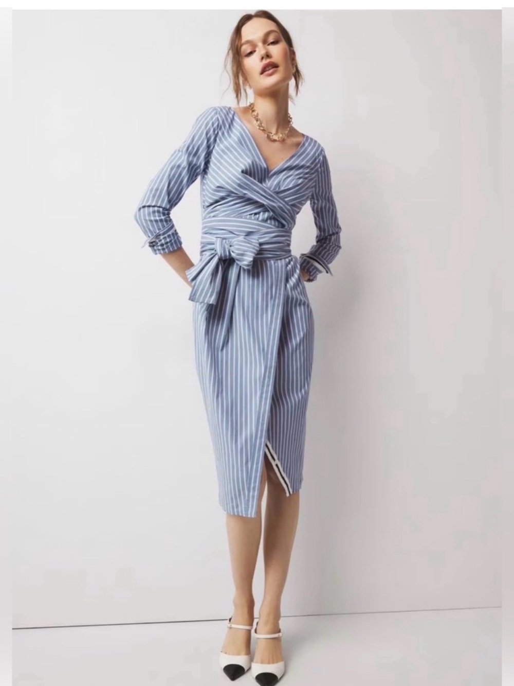 White House Black Market Women’s Asymmetrical Shirt Dress - Picture 4 of 8